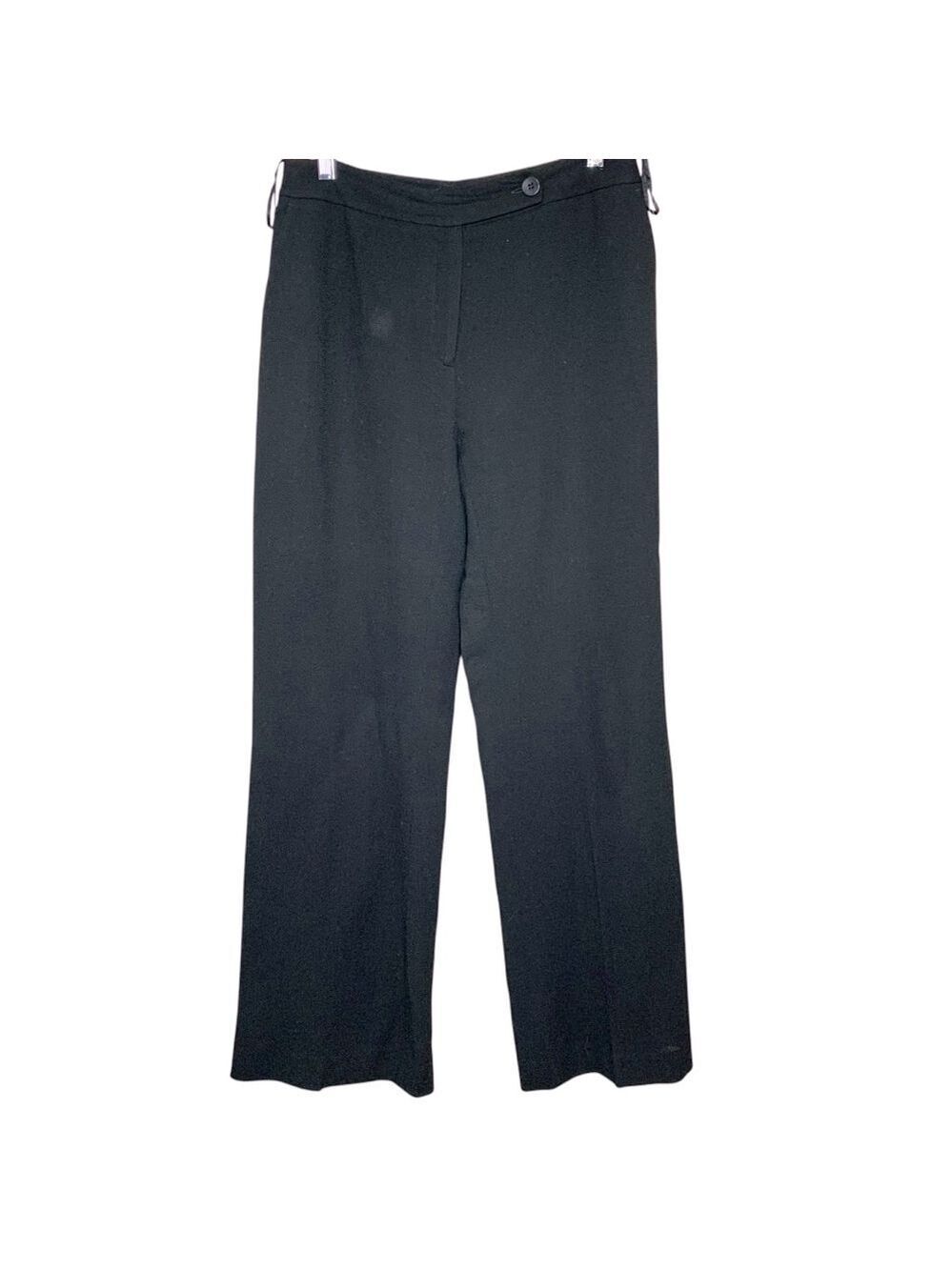 Jones NY Virgin Wool Trousers Wide Leg 10 Side Pocket Classic Staple Crepe Pant